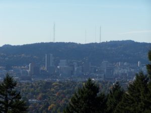 A view of downtown Portland from Mt. Tabor Park in Portland, Oregon