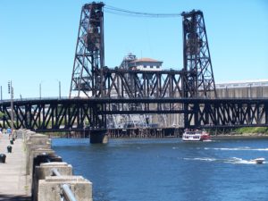 The Steel Bridge over the Willamette River in Portland, Oregon