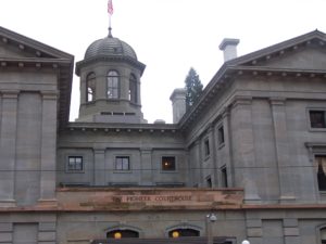 The historic Pioneer Courthouse in downtown Portland, Oregon