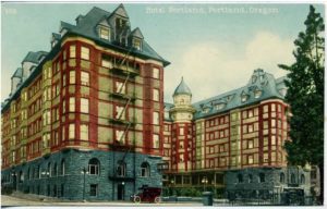 Postcard from the Portland Hotel in downtown Portland, Oregon
