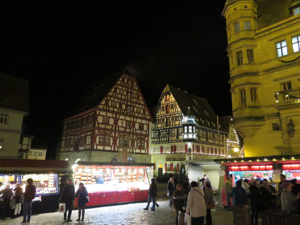 Christmas market in the main square of Rothenburg ob der Tauber, Germany